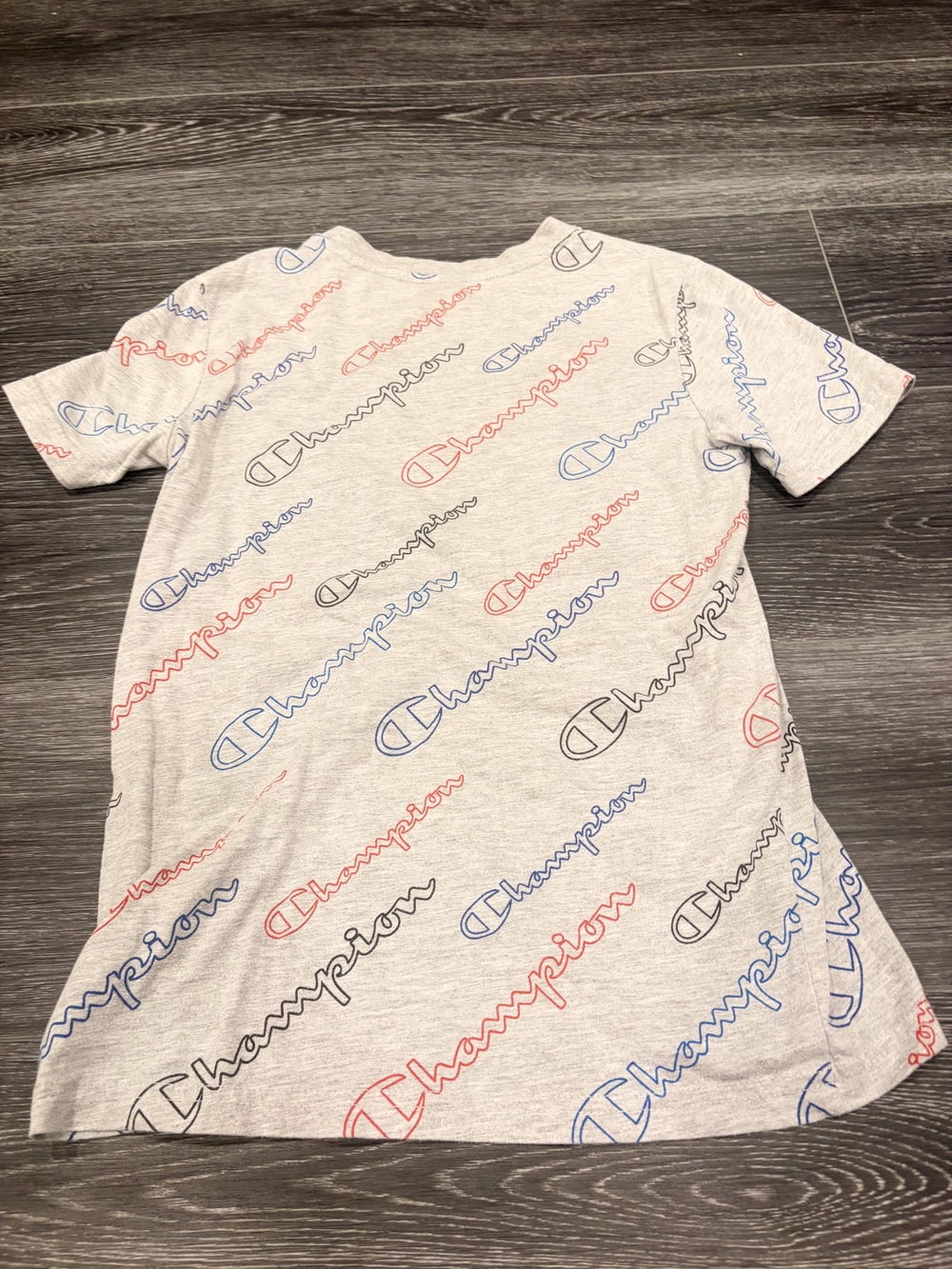 Champion Kids Heather Gray Short Sleeve Tee with Red, Blue & Black Logos